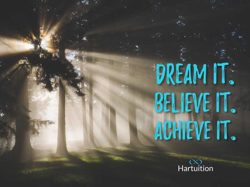 Positive thinking quote: Dream it. Believe it. Achieve it.