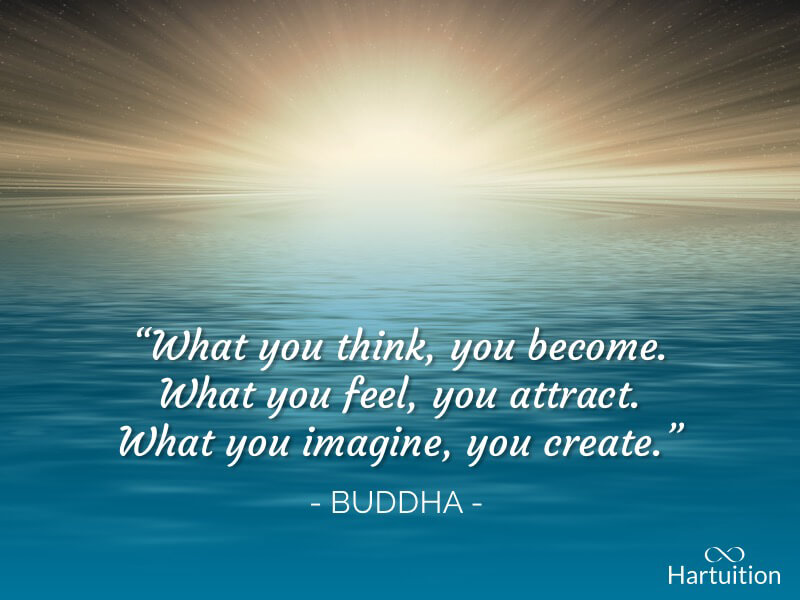 Positive thinking quote: What you think, you become. What you feel, you attract. What you imagine, you create.